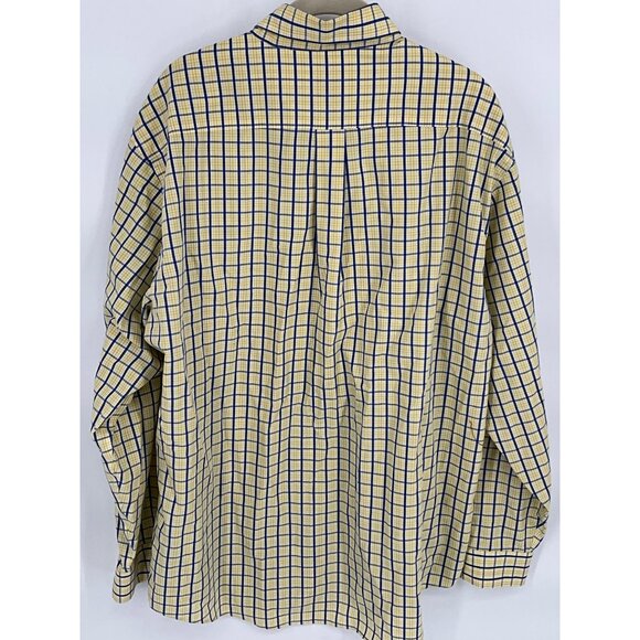 Brooks Brothers Men's Yellow & Blue Checkered Button-Down Shirt Large All Cotton - Picture 4 of 8